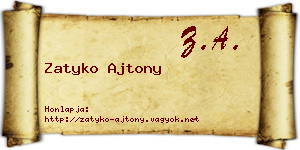 Zatyko Ajtony névjegykártya